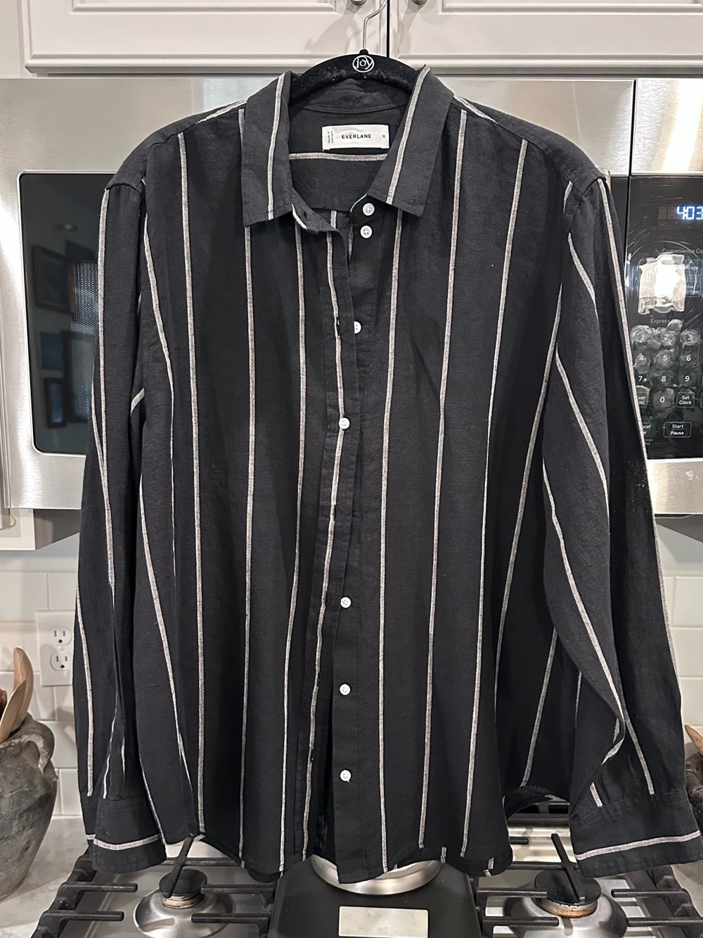 NWOT Everlane linen stripped button up